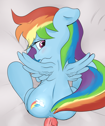 Size: 2500x3000 | Tagged: explicit, artist:mdgusty, rainbow dash, anal, anus, blushing, dock, female, female focus, filly rainbow dash, foalcon, g4, high res, imported from derpibooru, nudity, offscreen character, penis, ponut, sex, solo focus