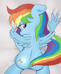 Size: 2500x3000 | Tagged: explicit, artist:mdgusty, rainbow dash, anthro, anus, blushing, dock, female, filly rainbow dash, foalcon, g4, high res, imported from derpibooru, nudity, ponut, solo, solo female, unguligrade anthro