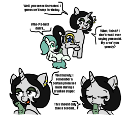 Size: 640x600 | Tagged: explicit, artist:ficficponyfic, oc, oc:emerald jewel, oc:joyride, /ss/, adult, amulet, bed, blowjob, blushing, child, color, color edit, colored, colt, colt quest, comic, cutie mark, cyoa, ear piercing, earth pony, edit, eyes closed, eyeshadow, female, foal, foalcon, heart, horn, imported from derpibooru, makeup, male, mare, medial ring, moaning, nudity, oc only, oral, penis, piercing, pony, riding, sex, story included, straight, straight shota, unicorn