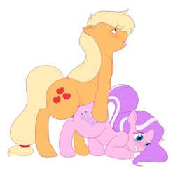 Size: 2042x2065 | Tagged: explicit, grimdark, artist:politekun, applejack, diamond tiara, abuse, age difference, earth pony, foalcon, futa, futa applejack, futa on female, g4, high res, imported from derpibooru, intersex, pony, rape, sex, simple background, tiarabuse, tongue out, white background