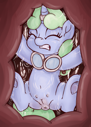 Size: 3585x5000 | Tagged: explicit, artist:smudge proof, oc, oc:sweetwater, acid, anus, crotchboobs, digestion, female, fetish, filly, filly prey, foal, foalcon, goggles, goo, horn, horn ring, imported from derpibooru, internal, magic suppression, nipples, nudity, oc only, pony, slime, stomach, this will end in death, unicorn, vagina, vore