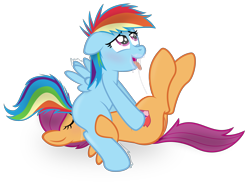Size: 4066x3000 | Tagged: explicit, artist:gollygosh, rainbow dash, scootaloo, 69 position, age regression, cunnilingus, cutie mark, derpibooru exclusive, drool, drool string, facesitting, female, females only, filly, filly rainbow dash, foal, foalcon, g4, imported from derpibooru, lesbian, mare, open mouth, oral, pony, sex, ship:scootadash, shipping, show accurate, show accurate porn, simple background, taste the rainbow, the cmc's cutie marks, transparent background, vaginal secretions, younger
