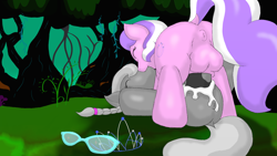 Size: 1366x768 | Tagged: explicit, artist:zuphyx, diamond tiara, silver spoon, anus, balls, butt, creampie, cum, dock, duo, earth pony, eyes closed, foalcon, futa, futa diamond tiara, futa on female, g4, imported from derpibooru, intersex, kiss on the lips, kissing, missionary position, nudity, penetration, plot, ponut, pony, sex, ship:silvertiara, shipping, vaginal
