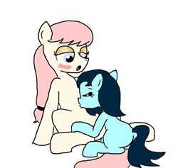 Size: 1079x1024 | Tagged: questionable, artist:ficficponyfic, oc, oc:emerald jewel, oc:hope blossoms, adult, aroused, blushing, color, color edit, colored, colt, colt quest, edit, female, foal, foalcon, foreplay, gasp, imported from derpibooru, kissing, male, mare, moaning, oc only, pleasure, pony, straight