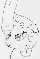 Size: 683x993 | Tagged: explicit, artist:ponehcawk, sweetie belle, cum, facial, female, foalcon, foreskin, g4, human, human on pony action, human penis, imported from derpibooru, interspecies, male, monochrome, nudity, penis, pony, precum, straight, traditional art