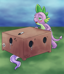 Size: 1563x1830 | Tagged: explicit, artist:soulcentinel, diamond tiara, spike, blowjob, blushing, cum, dragon, dragon on filly, dragon on filly action, dragon on pony action, emanata, female, foalcon, g4, glory hole, imported from derpibooru, interspecies, male, marker, nudity, oral, penis, pony, public use, sex, shaking, ship:spiketiara, sticky note, straight, tally marks