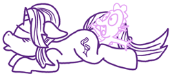 Size: 732x325 | Tagged: questionable, artist:adorkabletwilightandfriends, spike, starlight glimmer, age difference, aroused, dragon, duo, duo male and female, edit, eyes closed, female, foalcon, from behind, g4, imported from derpibooru, lying down, male, mare, open mouth, pony, sex, ship:sparlight, shipping, softcore, straight, unicorn, wingless spike
