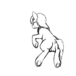 Size: 1200x1200 | Tagged: explicit, artist:thebathwaterhero, oc, oc:emerald jewel, anus, balls, colt, colt quest, earth pony, eyes closed, female, foal, foalcon, imported from derpibooru, male, monochrome, nudity, oc only, pony, sex, sketch, smiling, solo, solo female, underhoof, wip