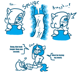 Size: 640x600 | Tagged: explicit, artist:ficficponyfic, oc, oc:emerald jewel, oc:joyride, /ss/, adult, amulet, bed, bedroom eyes, blowjob, blushing, child, colt, colt quest, comic, cum, cum in mouth, cumming, cutie mark, cyoa, ear piercing, earth pony, eyes closed, eyeshadow, female, flared, foal, foalcon, heart, horn, horsecock, imported from derpibooru, makeup, male, mare, medial ring, moaning, monochrome, nudity, oc only, oral, orgasm, penis, piercing, pony, sex, simple background, story included, straight, straight shota, swallowing, tongue out, too hot for putin, unicorn, white background