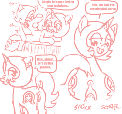 Size: 640x600 | Tagged: explicit, artist:ficficponyfic, oc, oc:emerald jewel, oc:joyride, /ss/, adult, amulet, anus, bed, blushing, child, colt, colt quest, comic, cyoa, dock, ear piercing, earth pony, female, foal, foalcon, horn, imported from derpibooru, male, mare, monochrome, nudity, oc only, penetration, penis, piercing, pony, riding, sex, story included, straight, straight shota, unicorn, vagina, vaginal