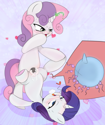 Size: 1522x1813 | Tagged: explicit, artist:jonathan the awesome, rarity, sweetie belle, age regression, ahegao, an egg being attacked by sperm, bedroom eyes, blushing, creampie, cum, cumming, derpibooru exclusive, dry orgasm, dry vaginal orgasm, egg cell, excessive cum, eyes on the prize, eyes rolling back, female, female orgasm, filly, filly on filly, filly on futa, filly rarity, foal, foalcon, futa, futa filly, futa filly on filly, futa on female, futa on filly, futa sweetie belle, g4, hands free, heart, horn, horngasm, imported from derpibooru, impregnation, incest, intersex, looking at each other, magical unicorn mayonnaise, nudity, open mouth, orgasm, panting, penetration, penis, pony, pony on pony action, raricest, sex, ship:raribelle, shipping, siblings, simultaneous orgasm, sisters, spermatozoon, tongue out, underhoof, unicorn, upside down, vaginal, younger
