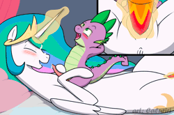 Size: 1200x792 | Tagged: explicit, artist:caluriri, princess celestia, spike, animated, armpits, cum, dildo, dragon, facial, female, foalcon, g4, hoofjob, imported from derpibooru, insertion, magic, male, nudity, sex toy, ship:spikelestia, shipping, show accurate, show accurate porn, straight, telekinesis, vaginal insertion, vulva