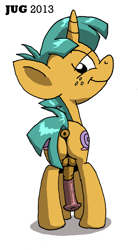 Size: 554x1007 | Tagged: explicit, artist:jug, anus, balls, butt, colt, foal, foalcon, from behind, g4, horsecock, imported from derpibooru, looking at you, looking back, male, nudity, penis, plot, ponut, presenting, smiling, snailbutt, snails, solo, solo male
