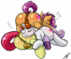Size: 1800x1500 | Tagged: explicit, artist:starykrow, apple bloom, scootaloo, sweetie belle, alternate version, anus, ballhat, balls, balls fetish, butt, butt blush, butt pillow, cute, cute porn, cutealoo, cutie mark, cutie mark crusaders, diasweetes, dickgirl, dickgirl on dickgirl, dickgirl on dickgirl on dickgirl, dock, earth pony, foal, foalcon, futa, futa apple bloom, futa cutie mark crusaders, futa on futa, futa scootaloo, futa sweetie belle, g4, genitals, imported from derpibooru, intersex, lying on top of someone, nudity, onomatopoeia, pegasus, penis, plot, ponut, pony, pony pile, resting balls, simple background, sleeping, sleeping in the nude, sound effects, teabagging, the cmc's cutie marks, underhoof, unicorn, vein, veiny cock, white background, zzz