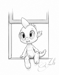 Size: 1607x2024 | Tagged: explicit, artist:zheymrossblue, spike, dragon, foalcon, g4, imported from derpibooru, male, monochrome, nudity, penis, solo, solo male, window