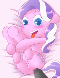 Size: 1700x2200 | Tagged: explicit, artist:vsdrawfag, diamond tiara, anal, blushing, butt, cute, cute porn, diamondbetes, female, female focus, foalcon, g4, genitals, holding legs, horsecock, imported from derpibooru, nudity, penis, plot, sex, solo focus, tongue out, uncanny valley, underhoof, vulva