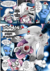 Size: 1280x1804 | Tagged: explicit, grimdark, artist:anibaruthecat, artist:redoxx, sweetie belle, oc, oc:cobalt, comic:cutiemark check-up, age difference, anal, anus, armpits, blank flank, butt, canon x oc, colored, comic, dialogue, dock, eyes closed, female, filly, foal, foalcon, g4, gaping, imported from derpibooru, looking between legs, male, nudity, one after another, penetration, penis, plot, pony, raised tail, rape, sex, stallion, stallion on filly, straight, tail, this will end in jail time, underhoof, unicorn, vag to ass, vaginal, vaginal secretions, vulva