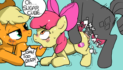 Size: 1280x731 | Tagged: explicit, artist:baigak, apple bloom, applejack, rarity, ahegao, anal, anal creampie, bedroom eyes, blushing, blushing profusely, bow, creampie, cum, cumming, dialogue, doggy style, dry anal orgasm, dry orgasm, earth pony, eyes rolling back, female, female orgasm, filly, foal, foalcon, from behind, futa, futa nightmare rarity, futa on female, futa on filly, futa rarity, g4, hair bow, hands free, horsecock, imported from derpibooru, intersex, looking at each other, looking pleasured, nightmare raribloom, nightmare rarijack, nightmare rarity, nudity, open mouth, orgasm, painal, penetration, penis, pony, pony on pony action, sex, sex noises, ship:raribloom, ship:rarijack, shipping, simple background, simultaneous orgasm, sugarcube, sweat, sweatdrop, sweating profusely, the cmc's cutie marks, tongue out, trembling