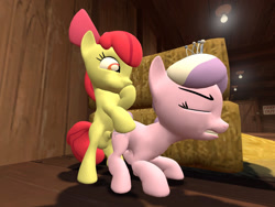 Size: 1280x960 | Tagged: explicit, artist:soad24k, apple bloom, diamond tiara, 3d, balls, foalcon, futa, futa apple bloom, futa on female, g4, genitals, gmod, imported from derpibooru, intersex, nudity, penis, pony, sex, ship:diamondbloom, shipping