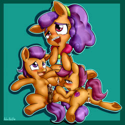 Size: 1600x1600 | Tagged: explicit, artist:anibaruthecat, scootaloo, aftersex, anus, balls, blushing, braces, butt, clitoris, clothes, creampie, cum, cutie mark, female, filly, foal, foalcon, g4, group sex, horsecock, imported from derpibooru, nudity, open mouth, pegasus, penis, plaid stripes, plot, pony, purporange three, sex, tender taps, the cmc's cutie marks, threesome, underhoof, vaginal secretions, vulva