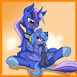 Size: 2000x2000 | Tagged: explicit, artist:anibaruthecat, princess luna, oc, oc:azure night, age regression, alicorn, azuna, balls, bedroom eyes, blowjob, blushing, canon x oc, commission, female, filly, filly luna, foal, foalcon, g4, high res, horsecock, imported from derpibooru, intercrural sex, just the tip, licking, licking cock, male, necklace, nudity, oral, penis, pony, sex, shipping, size difference, stallion on filly, straight, tongue out, underhoof, woona, younger