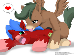 Size: 1134x850 | Tagged: explicit, artist:winick-lim, oc, oc:jace, oc:sunfire, age difference, anal, balls, blushing, colt, feathered wings, foal, foalcon, gay, heart, horn, horsecock, imported from derpibooru, licking, male, maledom, malesub, nudity, oc only, oc x oc, open mouth, pegasus, pegasus oc, penetration, penis, pony, pony on pony action, ponydom, ponysub, precum, sex, shipping, simple background, stallion, stallion on colt, stallion on stallion, submissive, tongue out, unicorn, unicorn oc, white background, wings
