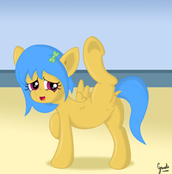 Size: 2527x2552 | Tagged: explicit, artist:grinch, oc, oc:lymle dragonfly, active stretch, anus, crotchboobs, female, filly, flexible, foal, foalcon, high res, imported from derpibooru, nipples, nudity, oc only, solo, solo female, teats, vagina, wingboner