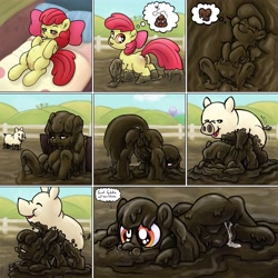 Size: 5000x5000 | Tagged: explicit, artist:smudge proof, apple bloom, absurd resolution, anus, belly button, bestiality, comic, creampie, crotchboobs, cum, earth pony, estrus, female, foalcon, g4, imported from derpibooru, interspecies, male, masturbation, mud, mud bath, nipples, nudity, pig, pig cock, pig on pony action, pig pen, pony, poop, porcine on equine action, scat, sex, smell, straight, teats, vulva
