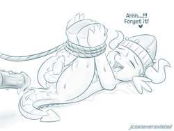 Size: 1600x1200 | Tagged: explicit, artist:jcosneverexisted, spike, aftersex, anal, anal creampie, balls, blushing, bondage, creampie, cum, dragon, foalcon, g4, gay, helmet, hogtied, horned helmet, horsecock, imported from derpibooru, male, monochrome, nudity, penis, sex, viking helmet