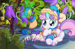 Size: 5713x3733 | Tagged: explicit, artist:rainihorn, sweetie belle, anus, butt, crochet, cute, cute porn, cutie mark, diasweetes, dock, female, foalcon, g4, imported from derpibooru, magic, nudity, plot, show accurate, show accurate porn, solo, solo female, the cmc's cutie marks, vulva