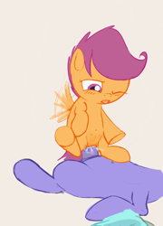 Size: 510x708 | Tagged: explicit, artist:a6p, scootaloo, belly button, blushing, creampie, crotchboobs, cum, female, female focus, foalcon, g4, imported from derpibooru, male, nipples, nudity, offscreen character, penetration, sex, simple background, solo focus, straight, vaginal