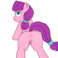 Size: 1280x1280 | Tagged: explicit, artist:zlight, anus, butt, dock, earth pony, female, filly, foal, foalcon, g4, imported from derpibooru, lily longsocks, looking back, nudity, plot, pony, presenting, simple background, solo, solo female, tempting fate, transparent background, vaginal secretions, vulva
