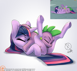 Size: 1280x1187 | Tagged: explicit, artist:northernsprint, spike, twilight sparkle, 69 position, anatomically correct, anus, dragon, duo, duo male and female, edit, edited screencap, female, foalcon, g4, imported from derpibooru, male, mare, mlp rewind art challenge, my little pony: friendship is magic, nudity, ponut, pony, scene interpretation, screencap, season 1, the ticket master, underhoof, unicorn, unicorn twilight, vulva, wingless spike