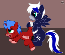 Size: 2964x2500 | Tagged: explicit, artist:sasukex125, oc, age difference, ahegao, anal, anus, balls, colt, colt on colt, foal, foalcon, gay, high res, imported from derpibooru, male, nudity, oc only, open mouth, penis, pony, pony on pony action, reverse foalcon, sex, show accurate, show accurate porn