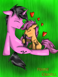 Size: 1200x1600 | Tagged: explicit, artist:fenrir connell, scootaloo, oc, oc:skylight, blowjob, blushing, canon x oc, foalcon, g4, heart, hoofjob, horsecock, imported from derpibooru, nudity, oral, penis, sex, shipping