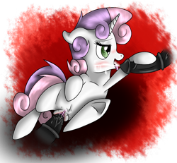 Size: 1300x1200 | Tagged: explicit, artist:fenrir connell, sweetie belle, blushing, clitoris, cum, cum in mouth, disembodied penis, facial, female, foalcon, g4, group sex, horsecock, imported from derpibooru, licking, licking cock, male, nudity, oral, penetration, penis, pubic fluff, sex, straight, threesome, tongue out, vaginal, vaginal secretions