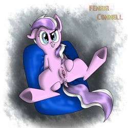 Size: 1500x1500 | Tagged: explicit, artist:fenrir connell, diamond tiara, anatomically incorrect, anus, dock, female, foalcon, frontgina, g4, imported from derpibooru, nudity, on back, ponut, pubic fluff, solo, solo female, vagina, vaginal secretions
