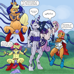 Size: 1500x1500 | Tagged: explicit, grimdark, artist:smudge proof, apple bloom, applejack, babs seed, sweetie belle, oc, oc:elder, abandon all hope, anal, anal creampie, anal orgasm, anthro, app-el, armpits, belly button, breasts, cape, changeling, clothes, creampie, crossbreeding, cum, delicious flat chest, double anal, double penetration, double vaginal, earth pony, egg, eggnant, eyes closed, female, flatie belle, flattle bloom, foalcon, g4, imported from derpibooru, impregnation, latex, mare do well, mind control, multidick, multiple anal, multiple penetration, multiple vaginal, nipples, nudity, oral, orgasm, oviposition, penetration, penis, ponies breeding changelings, pony, power filly, power girl, preggo jack, pregnant, rape, rape pregnancy, sex, skirt, squatting, suckling, superfilly, superhero, supermare, sweetie do well, tentacle blowjob, tentacle porn, tentacle rape, tentacle suckling, tentacles, topless, torn clothes, triple penetration, unguligrade anthro, unicorn, vaginal