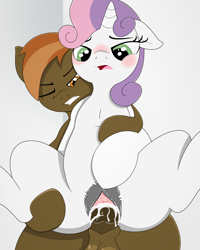 Size: 1601x2000 | Tagged: explicit, artist:phyll, button mash, sweetie belle, anatomically correct, balls, blushing, clitoris, colt, colt on filly, creampie, cum, cumming, dark genitals, earth pony, female, filly, foal, foalcon, g4, genitals, gritted teeth, horsecock, imported from derpibooru, looking down, male, nudity, one eye closed, open mouth, penetration, penis, pony, sex, ship:sweetiemash, shipping, straight, unicorn, vaginal, vaginal creampie, vaginal secretions, vulva