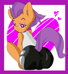 Size: 1507x1624 | Tagged: questionable, artist:honeybawl, butt, clothes, ear fluff, foalcon, g4, heart eyes, imported from derpibooru, latex, male, mooseknuckle, plot, sitting, solo, solo male, tender taps, tender tush, tight clothing, wingding eyes