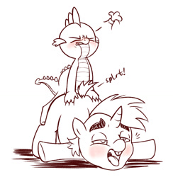 Size: 1136x1163 | Tagged: explicit, artist:renabu, spike, ahegao, all fours, anal, blushing, butt grab, doggy style, dragon, dragon on pony action, foalcon, from behind, g4, gay, grope, hand on butt, imported from derpibooru, interspecies, lying down, male, open mouth, orgasm, pony, sex, ship:spips, snips, unicorn, young