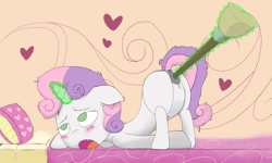 Size: 1200x720 | Tagged: explicit, artist:codename-dash, sweetie belle, animated, anus, ass up, bed, blushing, butt, face down ass up, female, foalcon, g4, imported from derpibooru, indoors, insertion, magic, masturbation, nudity, open mouth, plot, solo, solo female, vagina, vaginal insertion, vulva