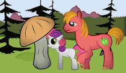 Size: 895x519 | Tagged: explicit, artist:animatroxx, sweetie belle, absurd file size, absurd gif size, animated, anus, big macintosh, creampie, cum, earth pony, erection, foalcon, forest, from behind, g4, genitals, giant mushroom, horsecock, imported from derpibooru, male, mushroom, nudity, penetration, penis, ponut, pony, sex, ship:sweetiemac, shipping, stallion, stallion on filly, straight, tongue out, vaginal, vulva