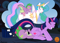 Size: 1618x1150 | Tagged: explicit, artist:zetar02, princess celestia, spike, twilight sparkle, age difference, alicorn, blushing, butt, butt touch, clawsucking, dragon, dragon on pony action, dream, female, foalcon, g4, hand on butt, humping, imported from derpibooru, interspecies, male, mare, molestation, penetration, plot, pony, pseudoincest, reverse cowgirl, sex, ship:spikelestia, ship:twispike, shipping, show accurate, show accurate porn, sleeping, somnophilia, spike riding celestia, straight, straight shota, sunbutt, surprise sex, surprised, thought bubble, thumbsucking, vaginal, vaginal secretions, wingless spike
