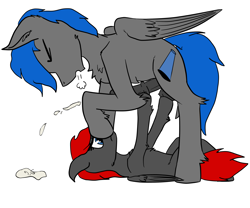 Size: 2400x2000 | Tagged: explicit, oc, artist needed, balls, boop, chest fluff, cum, digital art, foalcon, frown, high res, horsecock, imported from derpibooru, male, nudity, oc only, orgasm, penis, pony, premature ejaculation, size difference, stallion, stallion on filly, straight
