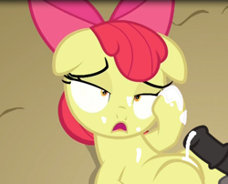 Size: 734x592 | Tagged: explicit, editor:blue-dick-edits, apple bloom, afterglow, aftersex, ahegao, cum, edit, facial, female, floppy ears, foalcon, g4, horsecock, implied hoofjob, imported from derpibooru, male, my little pony: friendship is magic, nudity, offscreen character, on your marks, open mouth, penis, straight