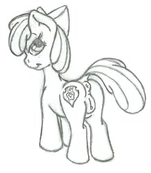 Size: 490x560 | Tagged: explicit, artist:php192, apple bloom, anus, butt, cutie mark, dock, earth pony, female, foalcon, g4, imported from derpibooru, looking back, monochrome, nudity, plot, ponut, pony, sketch, solo, solo female, the cmc's cutie marks, vagina