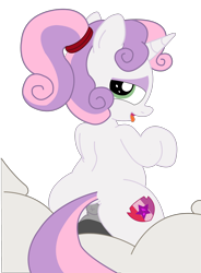 Size: 2058x2797 | Tagged: explicit, artist:an-tonio, artist:railphotos, sweetie belle, anus, cutie mark, derpibooru exclusive, female, filly, flat colors, foal, foalcon, g4, high res, imported from derpibooru, nudity, ponut, ponytail, sex, simple background, the cmc's cutie marks, transparent background, vector