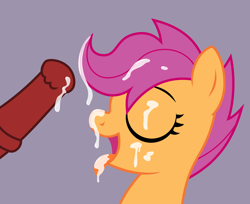 Size: 1937x1584 | Tagged: explicit, artist:sasukex125, scootaloo, cum, disembodied penis, eyes closed, facial, female, foalcon, g4, imported from derpibooru, male, nudity, penis, straight