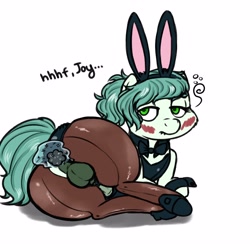 Size: 3000x3000 | Tagged: explicit, artist:hipsanon, oc, oc:emerald jewel, anal insertion, anal tail plug, anus, balls, bunny ears, bunny suit, buttplug, child, clopfic in description, clothes, colt, colt quest, earth pony, easter, femboy, foal, foalcon, high res, holiday, huge butt, imported from derpibooru, insertion, large butt, lust, male, nudity, oc only, panties, panties aside, penis, pony, prostitute, sex toy, shoes, solo, solo male, tight clothing, underwear